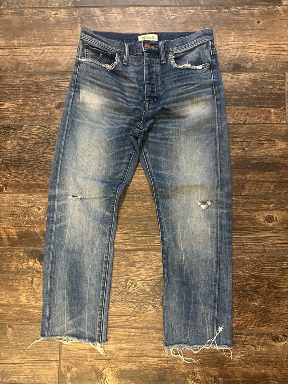 Women’s Madewell Cruiser Straight Jeans with Distressed Hem‎